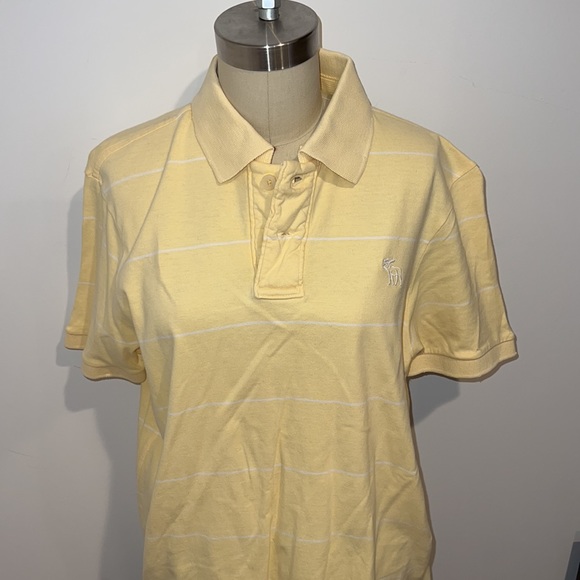 Abercrombie & Fitch Yellow and White Striped Muscle Polo - Picture 12 of 13